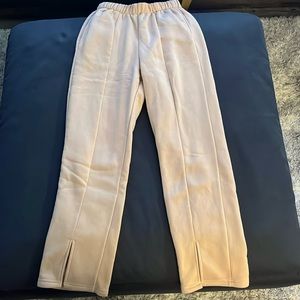 Orange Cream Sweatpants with Slit Detail